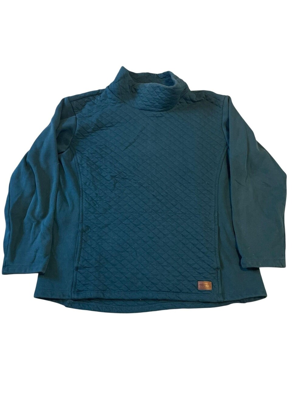 LL Bean Pullover Womens Small Blue Quilted Mock Neck Sweatshirt Fleece Lined